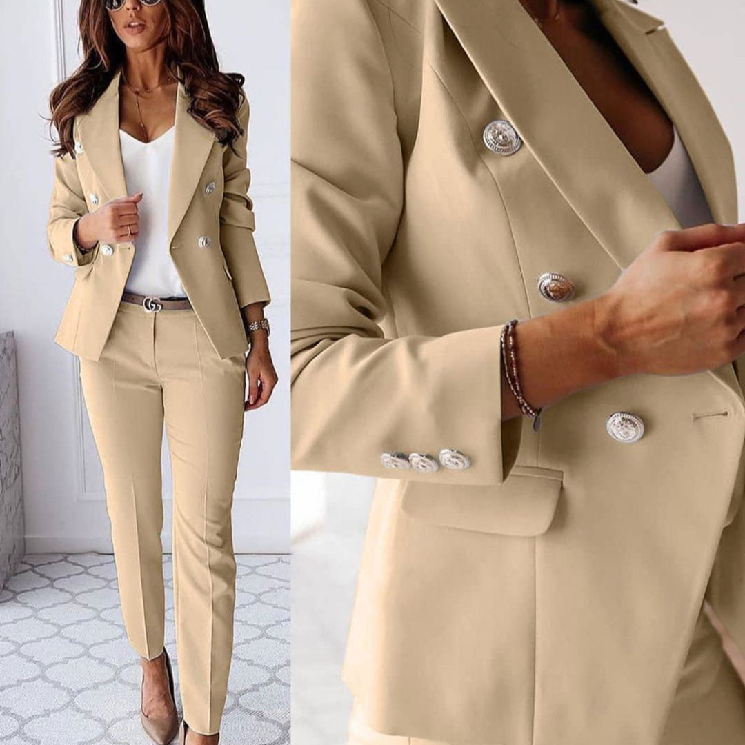 Elegant Dobbeltknap Jakkesæt Moderne Slim Fit Stil