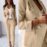 Elegant Dobbeltknap Jakkesæt Moderne Slim Fit Stil
