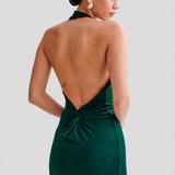 Robe Longue Dos Nu Halter Drapée Élégance