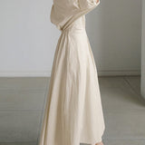 Robe Longue Chemise Ceinturée Manches Longues Élégance Minimaliste