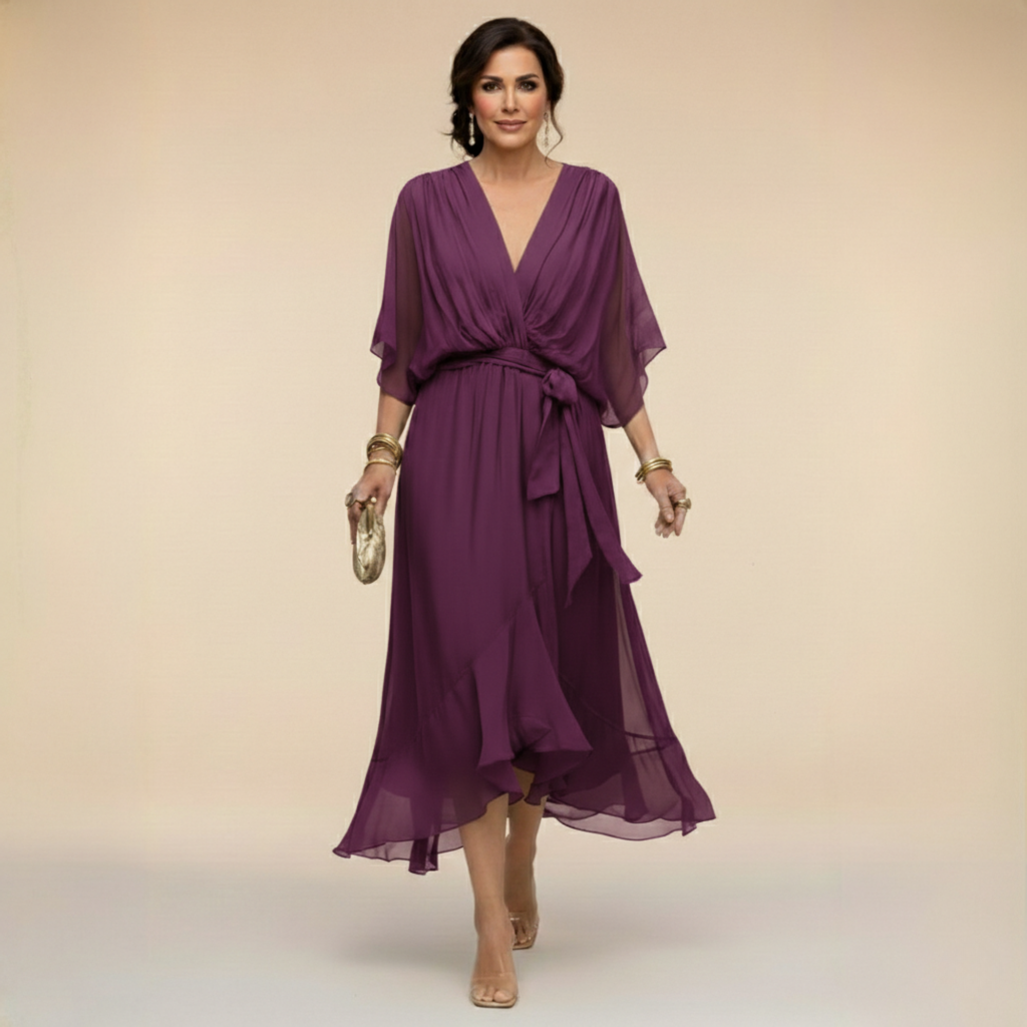 Robe Élégante Verte Femme