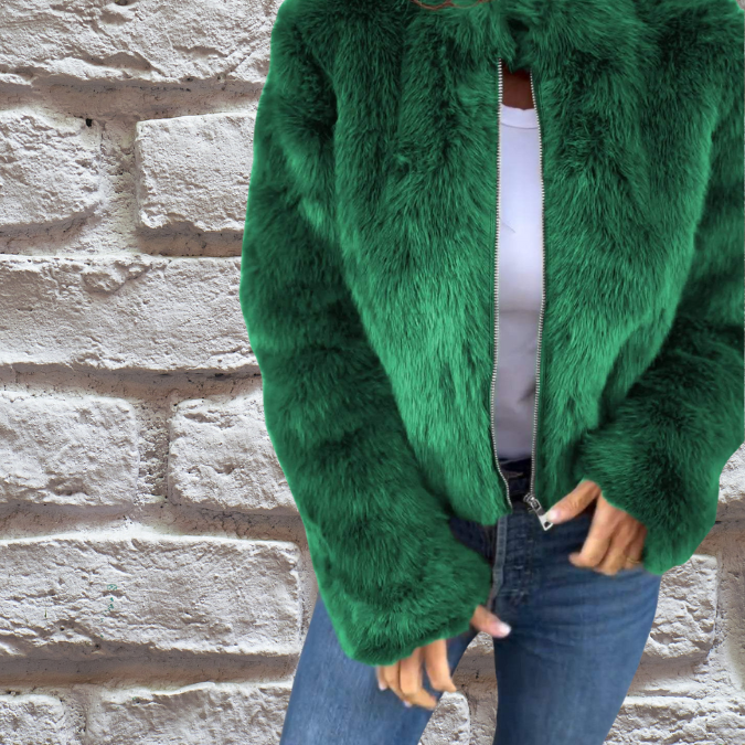 Veste d'automne femme à col haut zippée