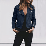 Veste Cuir Zippée Ajustée Style Motard Élégance Moderne