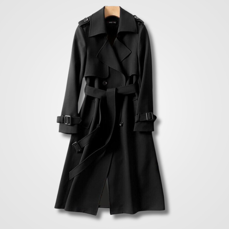 Trench Coat Long Ceinturé Coupe Classique Élégance Intemporelle