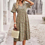Robe Midi Bohème Fleurie Coupe Évasée Été Chic