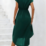 Robe midi portefeuille col V et ceinture à nouer