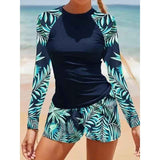 Ensemble de Bain Femme Manches Longues et Short Fleuri
