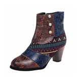 Bottines Patchwork Artistique Talon Confort Style Unique
