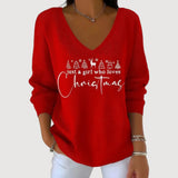 Pull à Col V avec Motif Sapin