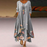 Robe Maxi Bohème Asymétrique Imprimé Floral Élégance