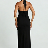 Robe Longue Dos Nu Halter Drapée Glamour