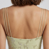 Robe Midi Fleurie Satinée à Bretelles Raffinées