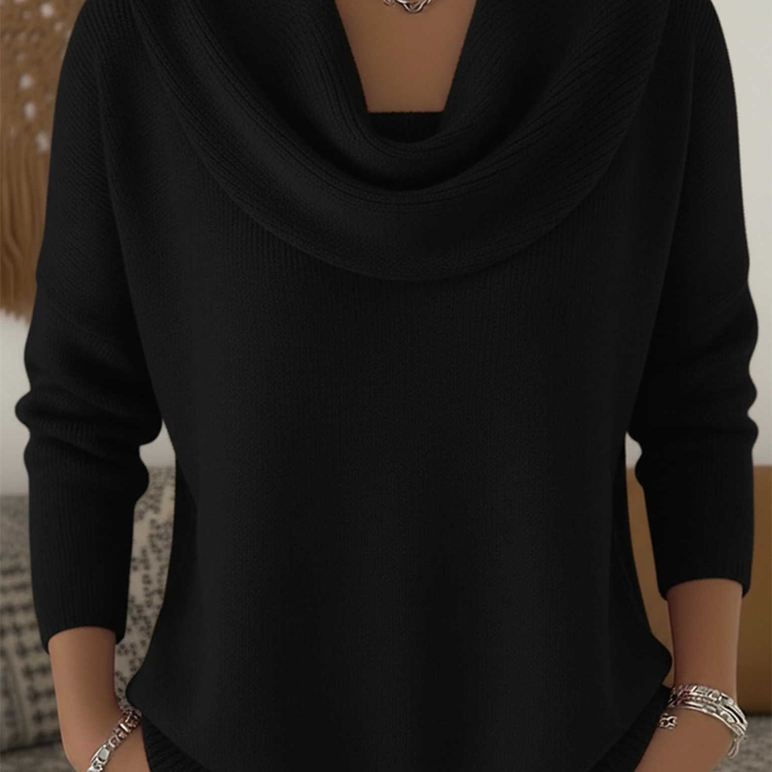 Pull femme en maille côtelée col bénitier
