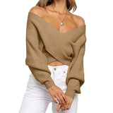 Pull Croisé Épaules Dénudées Maille Douce Élégance Chic