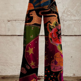 Pantalon Large Imprimé à Taille Haute