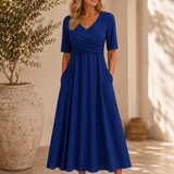 Robe Femme Élégante Mi Longue Col V