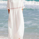 Robe Longue Fluide à Taille Froncée