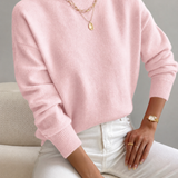 Pull femme en maille à col roulé, manches longues