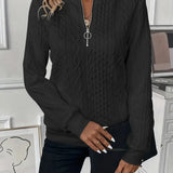 Pull Femme Zippé Col Rond Texturé