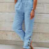 Pantalon Décontracté à Taille Élastiquée et Poches