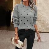 Pull Femme Pois Élégant – Maille Douce Casual Chic