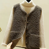 Gilet Femme Sans Manches Doux Boutonné