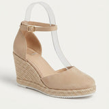 Espadrilles compensées femme en jute à bride cheville