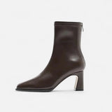Bottines Talon Sculpté Bout Carré Design Moderne Élégant