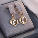 Boucles d'oreilles créoles cœur avec initiale, femme