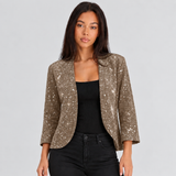 Cardigan court à sequins ouvert pour femme