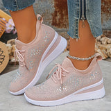 Baskets plateforme femme à strass à lacets