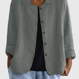 Veste Ample Boutonnée à Manches Trois-Quarts