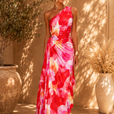 Robe Femme Longue Fleurie Asymétrique Élégante