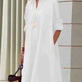 Robe Chemise Femme Élégante – Robe Ample Boutonnée