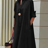 Robe Chemise Femme Élégante – Robe Ample Boutonnée