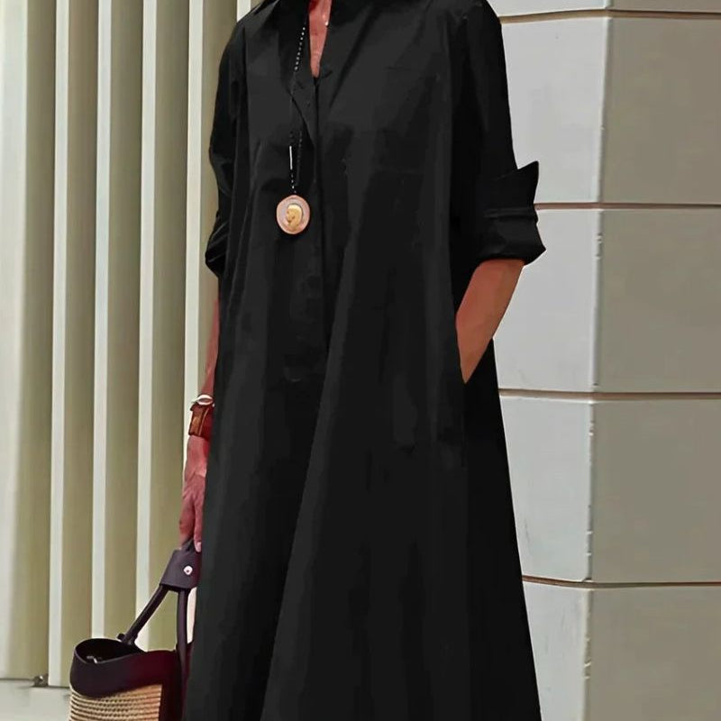 Robe Chemise Femme Élégante – Robe Ample Boutonnée