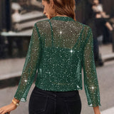 Cardigan court à sequins ouvert pour femme