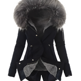 Parka Femme Hiver Fourrure à Capuche Coupe Cintrée