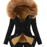 Parka Femme Hiver Fourrure à Capuche Coupe Cintrée