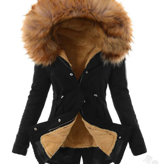 Parka Femme Hiver Fourrure à Capuche Coupe Cintrée