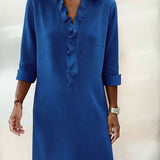 Robe Printemps En Coton Bleue Marine Femme