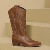Bottes Western Brodées Talon Confort Élégant