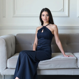 Robe Longue Dos Nu Halter à Fente Élégante