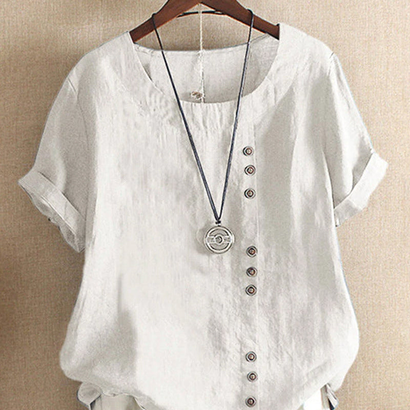 Blouse Lin Femme Boutonnée – Haut Été Léger et Élégant