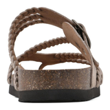 Sandales femme tressées à boucle et entre-doigt