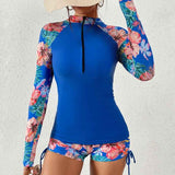 Ensemble de Bain Femme Manches Longues à Motif Floral