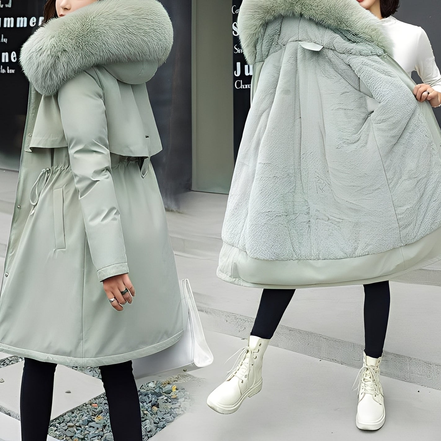 Manteau Femme Hiver Fourrure Oversize à Capuche