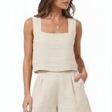 Ensemble deux pièces femme en lin, top et short