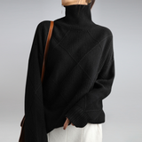 Pull col roulé en cachemire maille texturée pour femme