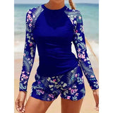 Ensemble de Bain Femme Manches Longues et Short Fleuri